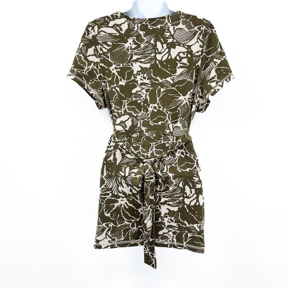 Y2K 2000s BCBG Bcbgmaxazria Floral Print V Neck Wrap Around Tie Back Tunic Top - Picture 2 of 7